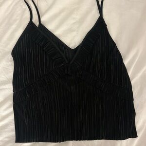 Zara Black Plisse Camisole Top